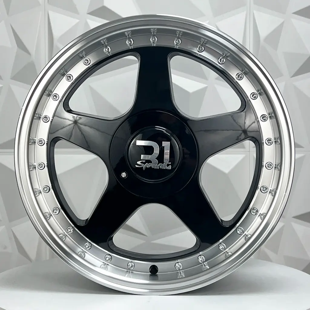 RIN 17X7.5 5-100/114.3 R1 SPORT 5037HB BLACK MI+CHROME RIVETS ET35 CB73.1