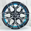 RIN 15X8 4-100/114.3 R1 SPORT 1314 BLACK MACHINE BLUE UNDERCUT* ET15 CB73.1 