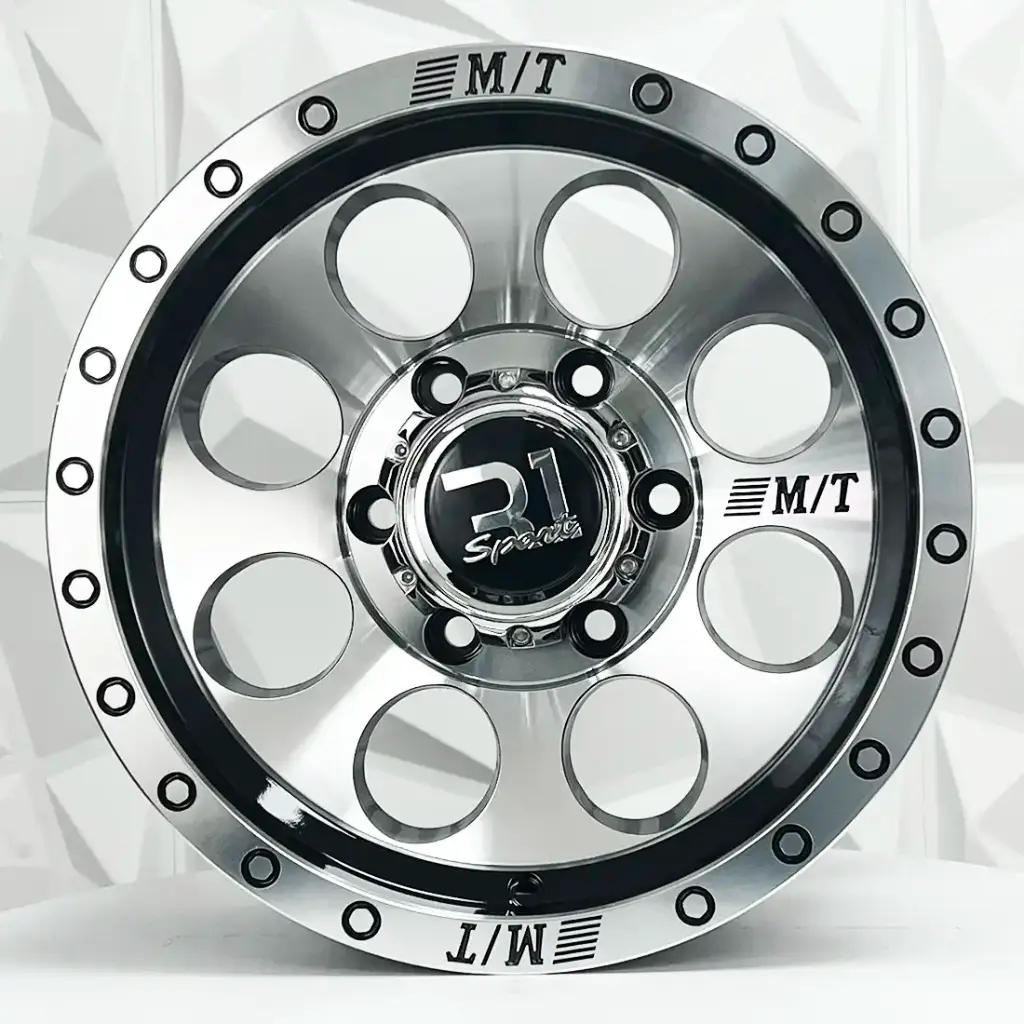 RIN 16X8.5 6-139.7 R1 SPORT 5096 BLACK MACHINE FACE MACHINE LIP ET-44 CB108