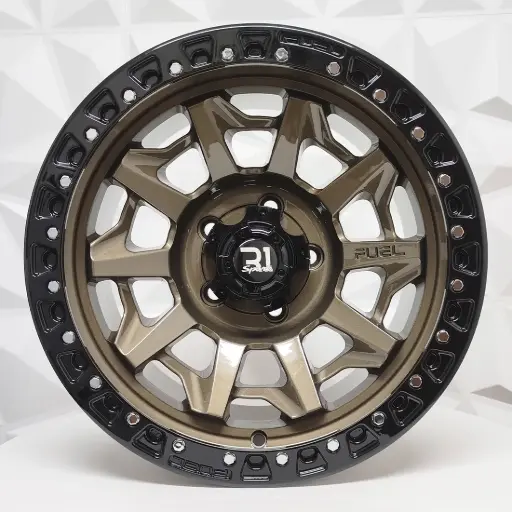 [174778] RIN 17X9 6-130 R1 SPORT QC1261 BRONZE+BLACK LIP+CHROME RIVETS* ET0 CB74.6